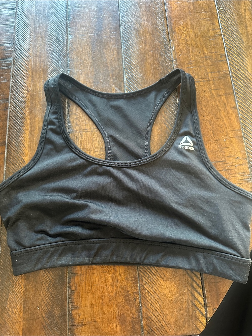 Reebok Black Racerback Sports Bra with Small Logo